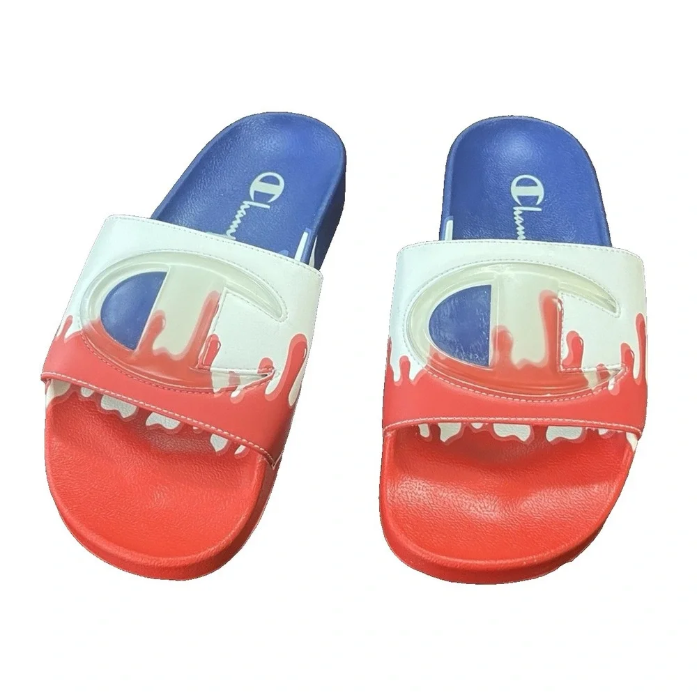 Champion IPO Drip Slides CP102177M Men's 8M Red White & Blue Athletic Sandals